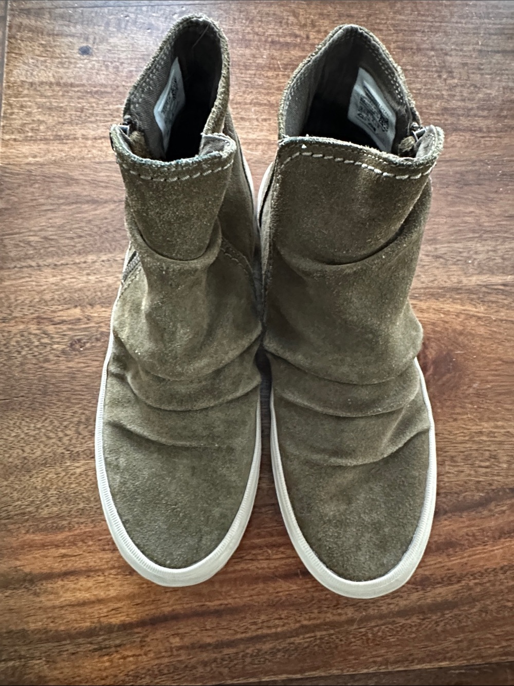 Sperry Olive Green Suede Side zip High-Top Sneakers